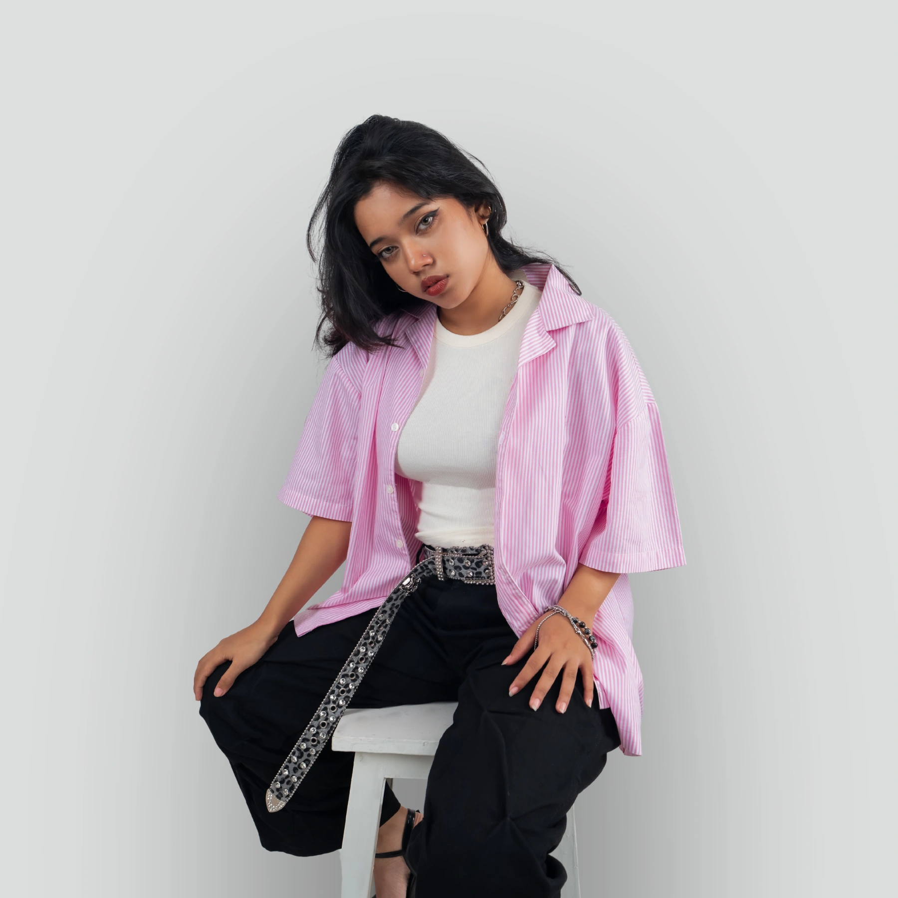 Womans Pinkfire boxy embroidery shirt - Image 9